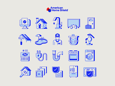 American Home Shield Illo Icons american cool door dryer electronics heat home insurance oven plan pool repair roof septic shield sink tier tv warranty water