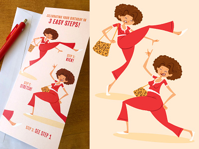 Sally O'Malley 50 50 years old birthday card character design cute design digital illustration fifty fifty years old illustration kick kick stretch kick middle aged molly shannon retro sally omalley saturday night live snl stretch vintage