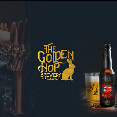 The Golden Hop Brewery branding brewery graphic design identity design illustration logo vintage