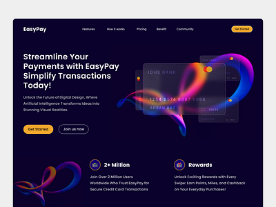 Easy Pay Payment Card website branding cart clean design illustration landing landingpage logo minimal payment ui users ux web website