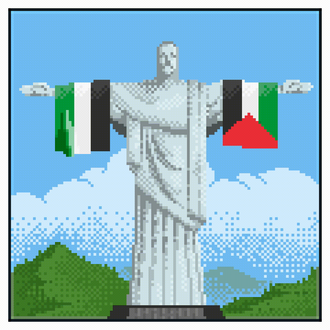 Watermelon. 8bit christ the redeemer current affairs gaza israel palestine pixel pixel animation pixel art pixelised pixelized resistance the redeemer