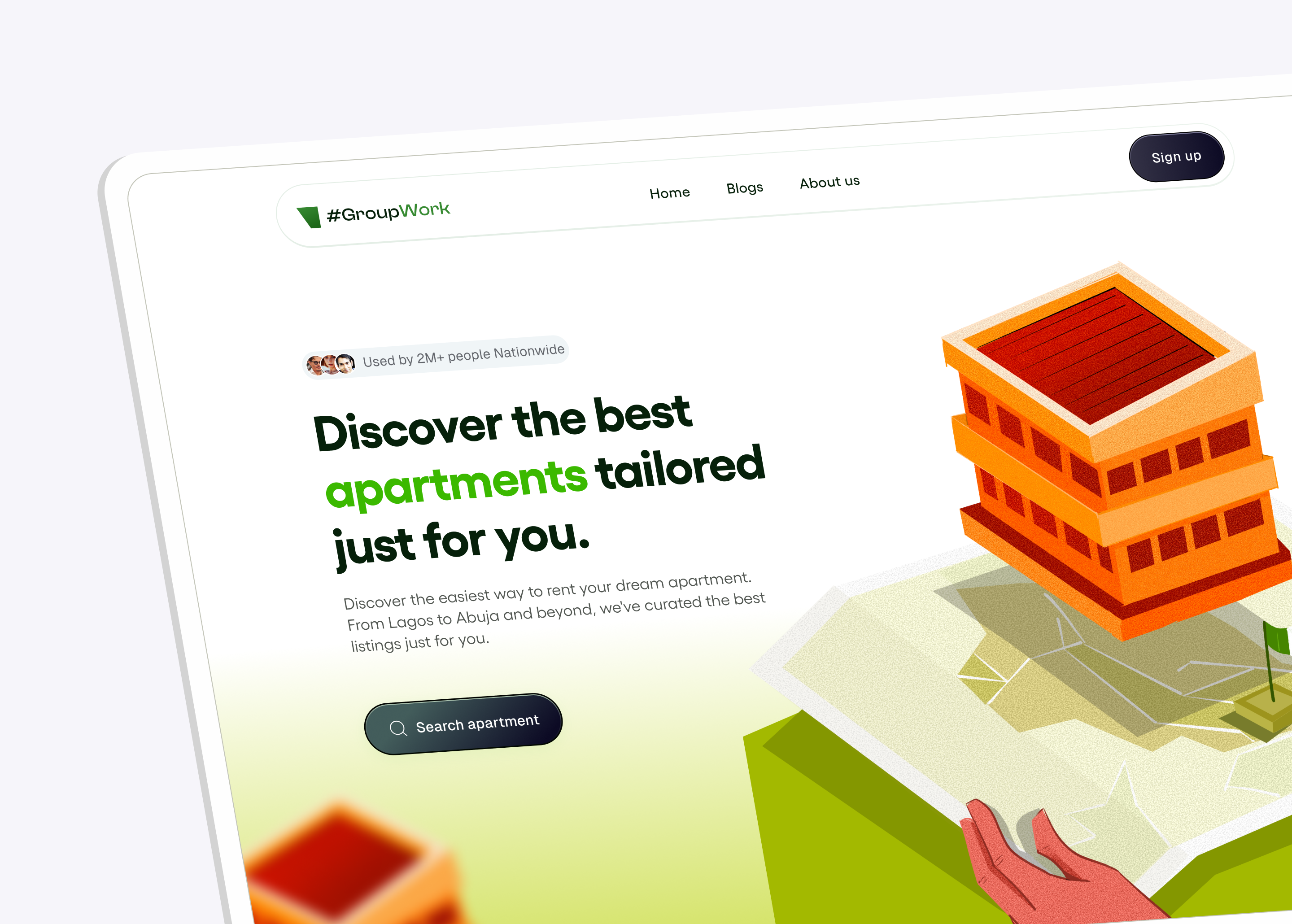 Landing Page - Real estate green illustration landing page modern design product design product illustration real estate ui user interface design