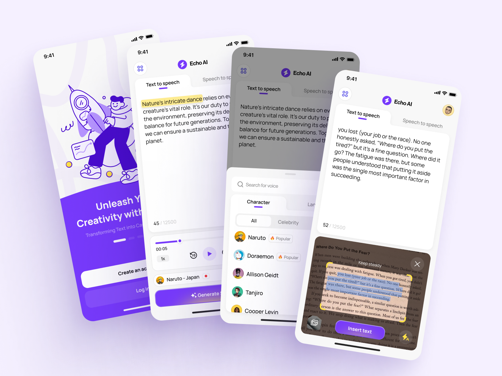 EchoAI - AI Voice Generator App app apps dubbing friendly generator voice mobile mobile ui ui design voice voice ai