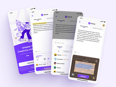 EchoAI - AI Voice Generator App app apps dubbing friendly generator voice mobile mobile ui ui design voice voice ai