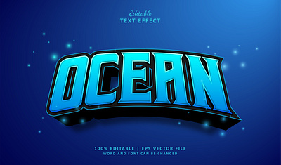 Text Effect Ocean animation branding clear logo poseidon text effect