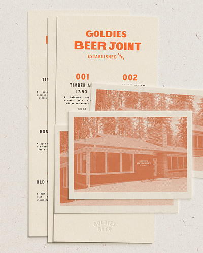 Goldies Beer Menu & Postcard bar beer branding cafe design graphic design illustration layout design logo menu postcard unto dust