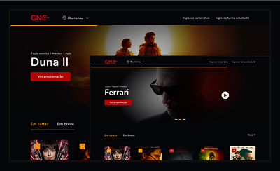 GNC Cinemas branding cinema e commerce graphic design ui user experience ux