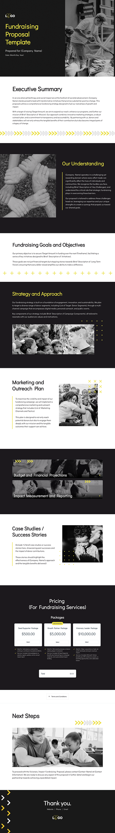 Template Proposal - Fundraising design landing page proposal template