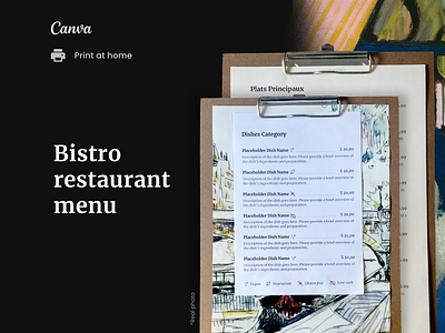 Bistro restaurant menu restaurant template