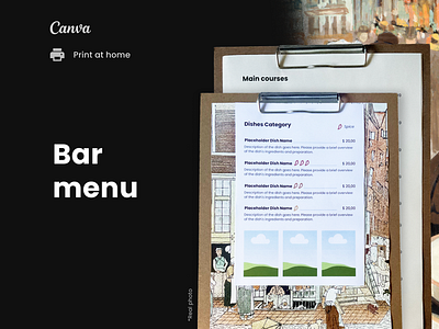 Bar menu menu restaurant template