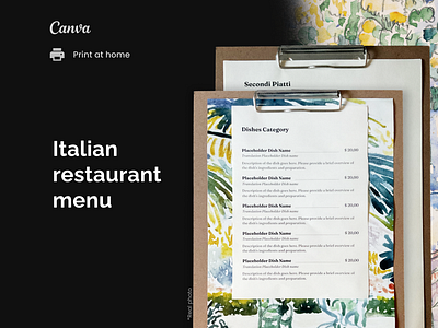 Italian restaurant menu menu restaurant template