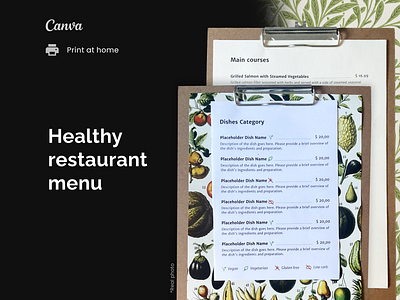 Healthy restaurant menu menu restaurant template