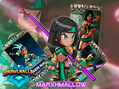 Brawlhalla: Mortal Kombat Jade 2d fighting brawlhalla character design fighting game illustration jade mortal kombat ninja girl
