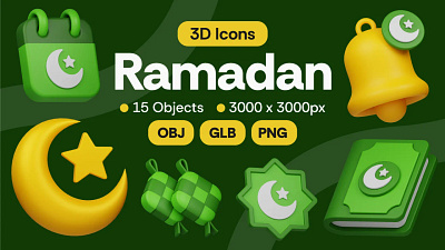 Ramadan 3D Icon Pack 3d 3d icon 3d icon pack 3d icons 3d illustration animation graphic design logo ui