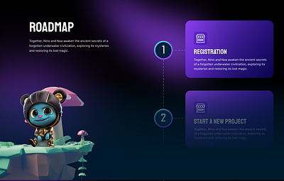 NFT Roadmap 3d blockchain crypto futuristic gamification generative graphic design illustration infographic landingpage luxury marketplace minimal nft nftdesign playful roadmap ui webdesign