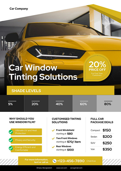 Car Window Tinting Solutions Flyer Design branding design graphic design illustration logo vector