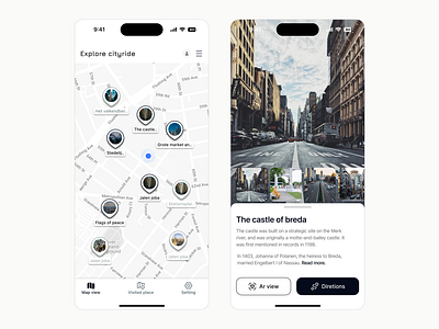 Cityride mobile app appdesign cityexploration community design explore interactiondesign maps mobileapp navigation pedestrian product design saas app saas desgin tours walkingapp