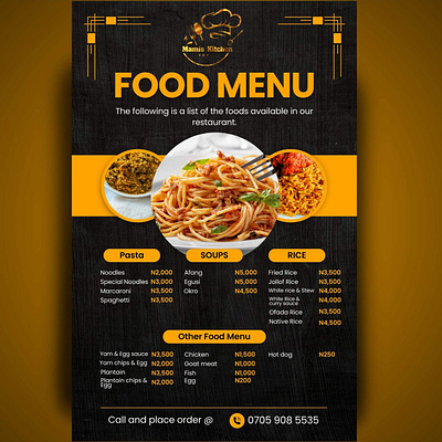 Food menu for Mamis kitchen designed by me! branding graphic design