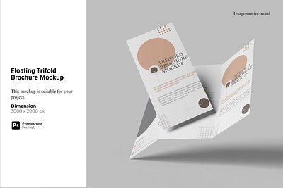 Floating Trifold Brochure Mockup realistic