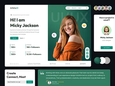 Personal Portfolio Landing page branding design figma interface landing page portfolio portfolio page redlio designs service startup ui ux web website