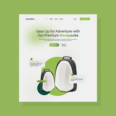 Backpack E-commerce Landing Page (UI/UX) animation branding design figma figmaui illustration ui ux web designer websitedesigner