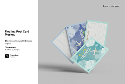 Floating Post Card Mockup leaflet