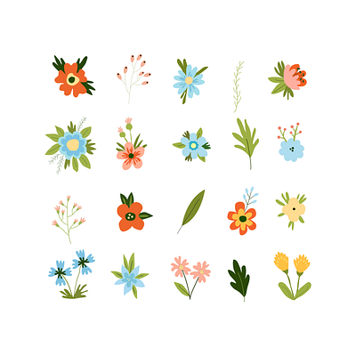 Cute small floral set abstract aesthetic beautiful card cute dribbble element flower graphic design illustration pattern vector art