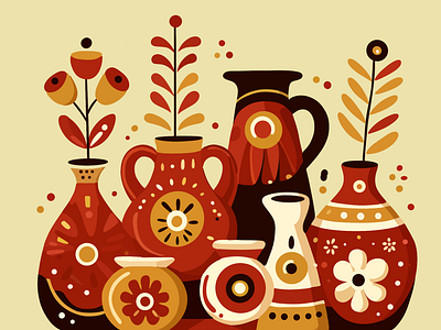 Creative ceramics bold colores design illustration vivid