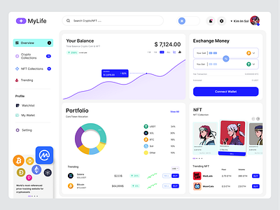 Crypto Dashboard - MyLife crypto dashboard dashboard crypto design dashboar exchange crypto logo nft uiux user interface