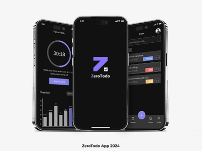 ZeroTodo App 3d android animation app black branding graphic design logo motion graphics purple todo ui uiux ux