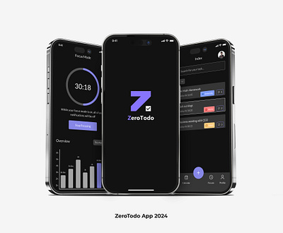 ZeroTodo App 3d android animation app black branding graphic design logo motion graphics purple todo ui uiux ux