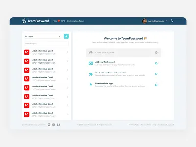 TeamPassword Dashboard dashboard figma password password manager product design saas ui design