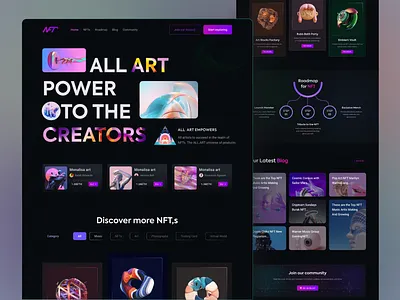 NFT landing page blockchain crypto landing page homepage landing page nft nft art nft marketplace web design web3 website design