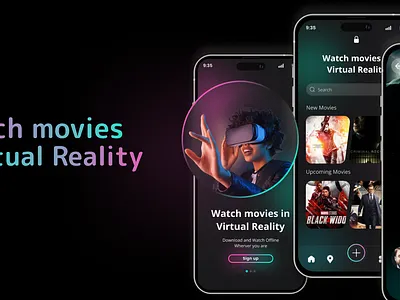 Watch Movies In Virtual Reality (App) 3d app design branding figma figmaui graphic design motion graphics ui ui design