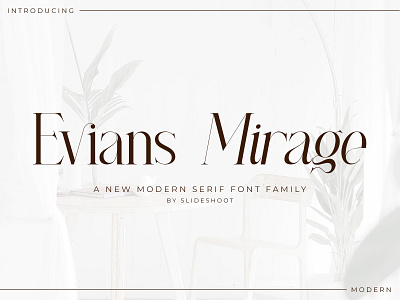 Evians Mirage Serif Font branding design elegant fashion font italic lowercase modern regular serif typeface typography uppercase wedding