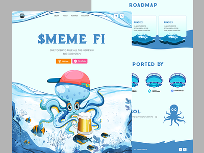 Meme coin website design blockchain coin crypto crypto meme design meme meme coin meme coin landing page meme coin ui design meme token meme website design octopus meme octopus meme coin pepe token token landing page trend ui ux web