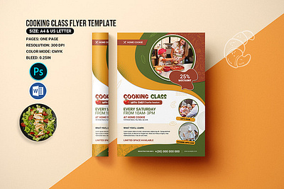 Cooking Class Flyer Template advertising chef comic cook cooking class cooking class flyer cooking flyer cooking lesson cuisine culinary food gourmet kitchen learn lessons ms word photoshop template promotion recipe restaurant