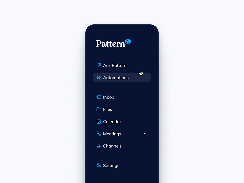 PatternAI ai android animation app art direction branding design direction design system iconography illustration ios iphone logo minimal motion product design startup tech ui ux