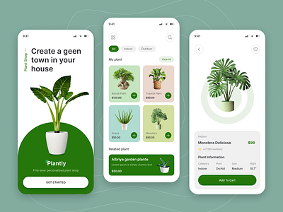 Plant Shop Mobile App app design application design clean design ecommerce app figma mobile app mobile app design modern online shop plant app plant shop ui user interface ux