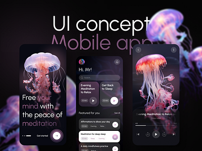 DEEP SERENITY | UI Design Mobile App app branding design graphic design illustration mobile app typography ui