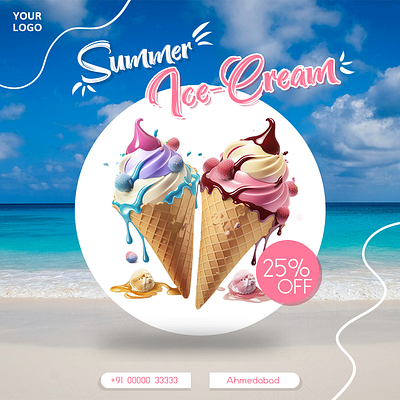 Ice Cream Template Design branding design graphic design ice cream template photoshop poster poster design template