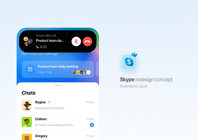 Skype redesign concept app calendar call chat concept dynamic island group call interaction interaction design meet meeting messaging messaging app skype ui ux video call