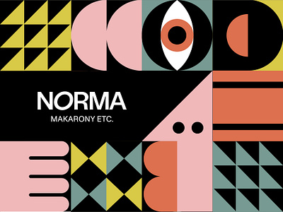 NORMA - pasta fresca branding colorful cubism fun geometric key visual modular restaurant visual identity