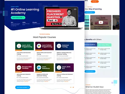 The Kiran Academy Website Design academy coaching courses it java landing page design learning website online course professional training student study website design