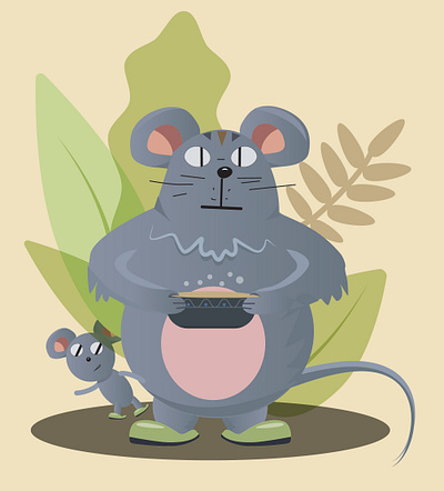 mouse in house funny mouse personage vector illustration