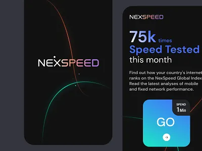 Nexspeed Mobile App Design app design app screen browsing speed dark theme graphic design internet speed test speed testing splash screen tech tech app technology ui ui design ux design