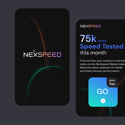 Nexspeed Mobile App Design app design app screen browsing speed dark theme graphic design internet speed test speed testing splash screen tech tech app technology ui ui design ux design