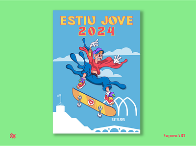 Summer banner; Estiu Jove 2024 2024 banner catalunya character design estiu graphic design poster skate summer verano young