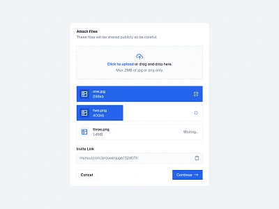 Attach Files Modal 📋 buttons design dialog minimal modal popup saas ui upload uploader uploading web design