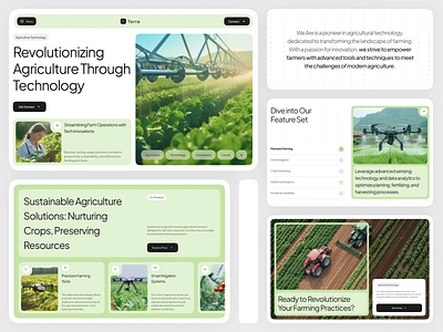 Terra - Agricultural Technology Landing Page agricultural agricultural technology drone farming farming landing page home page intuitif design landing page landingpage poppular product product website technology trend ui ui ux web web design website website design